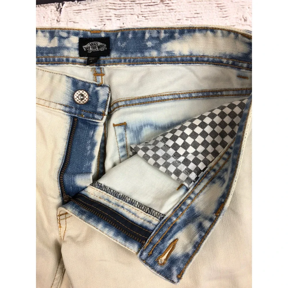 VANS Womens Size 11 Bleached Denim Cutoff Bermuda Shorts Off White Cream